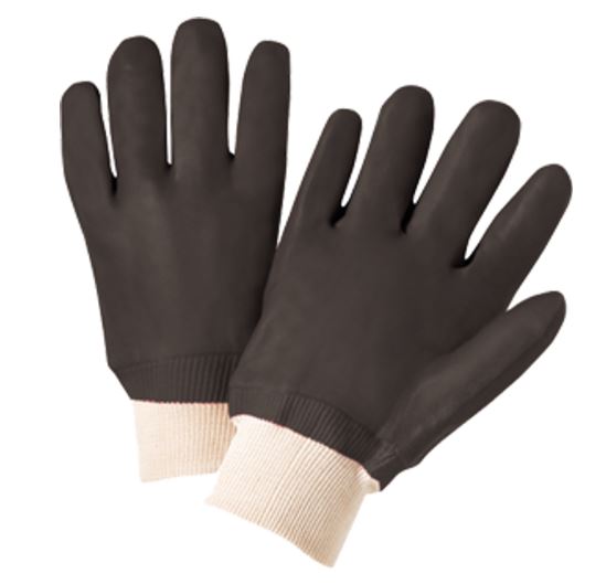 West Chester 12000 PVC Coated Interlock Lined Gloves with Knit Wrist (Large, Black)