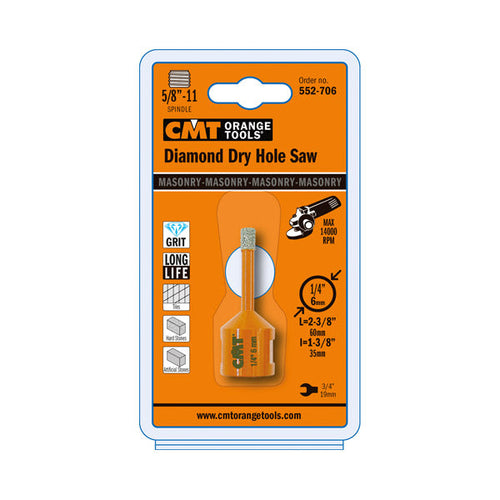 CMT 552-706, Dia-mond Dry Hole Saws, 1/4