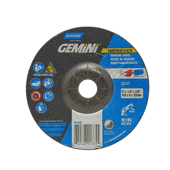 Norton Gemini A AO Type 27 Grinding Wheel (4-1/2 in Dia x 1/4 in Thick x 5/8 - 11 in Arbor)