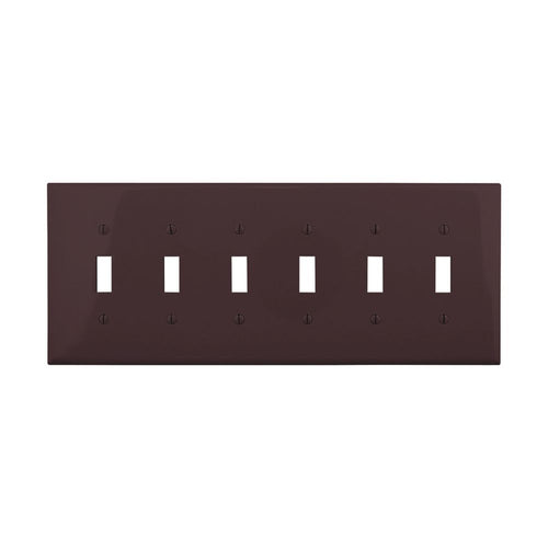 Eaton Toggle Wallplate, Brown 6 Gang (6 Gang, Brown)