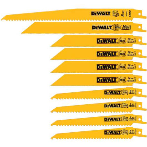 DeWalt DW4898 10 pc. Bi-Metal Reciprocating Saw Blade Set With Case