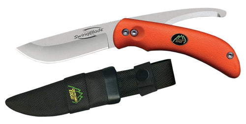 Outdoor Edge SZ20NC SwingBlade  3.60/3.20 Drop Point Skinner/Gut Hook Plain Blaze Orange TPR Handle Folding