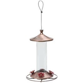 Glass Hummingbird Feeder, Elegant Copper