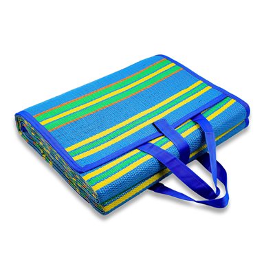 Camco Handy Mat w / Strap - Blue / Green Stripes, 72x108 Bilingual