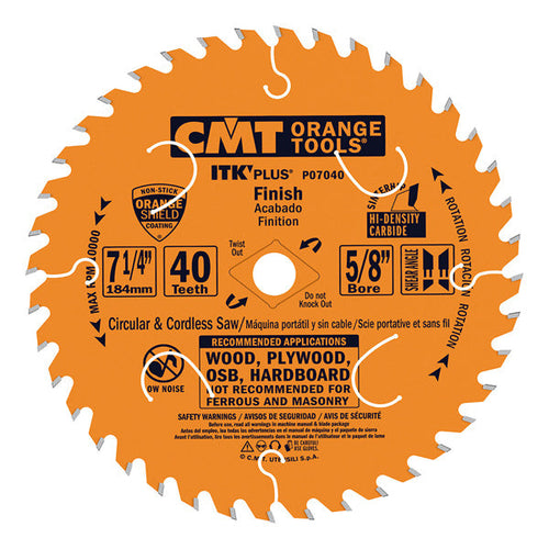 CMT P07040-X10 ITK Plus Finish Saw Blade Masterpack, 7-1/4 x 40 Teeth, 10° ATB+Shear Wi