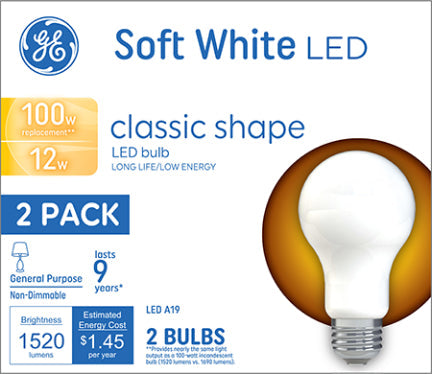 12W LED 100W Eq Medium A19 Soft White 2p