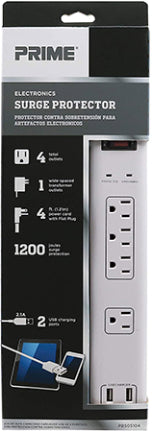 4  4 OUTLET WHI TE SURGE W/2USB