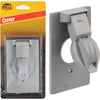 Bell Single Gang Vertical Mount Die-Cast Metal Gray Weatherproof Outdoor Outlet Cover, Carded