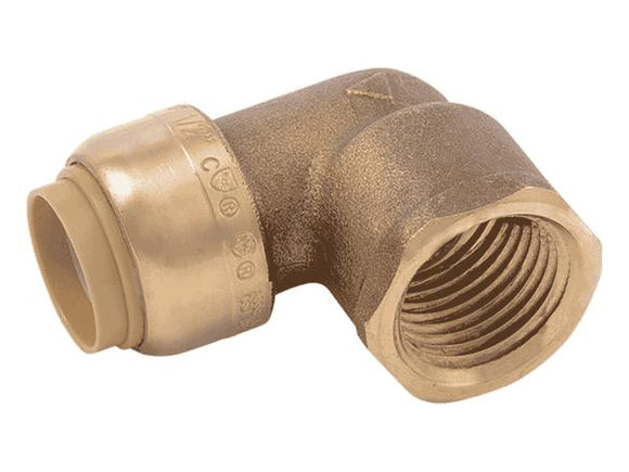 Sharkbite Brass Push Female Adapter Elbow 1/2 in. x 1/2 in. FNPT